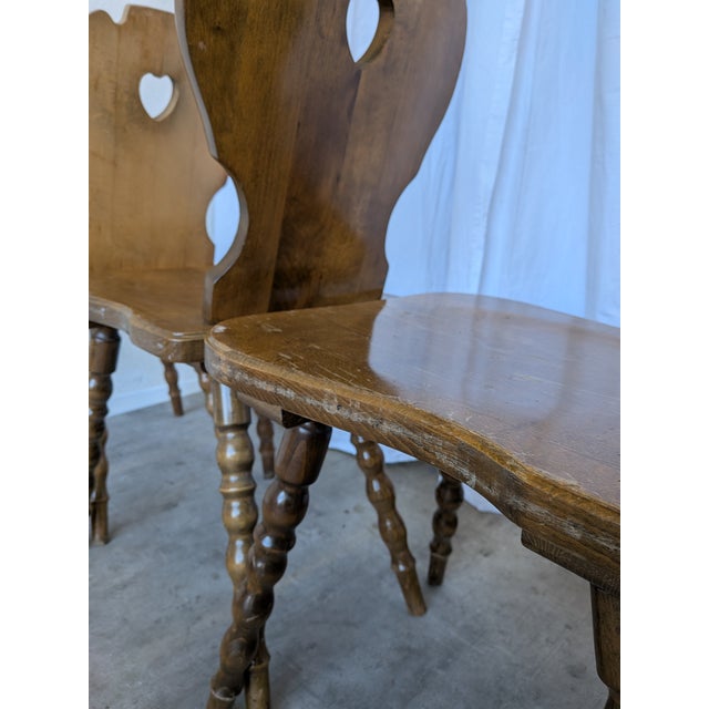 Vintage Tyrolean Heart Cutout Wooden Dining Chairs, 1970s, Set of 6 For Sale - Image 13 of 18