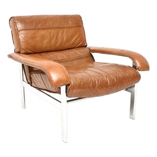 Vintage Leather and Chrome Lounge Chair from Pieff, 1970 For Sale