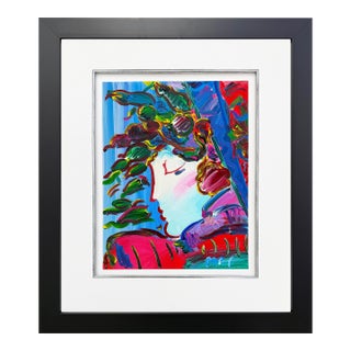 Peter Max, Blushing Beauty Ver. I #38, Unique Acrylic Painting on Paper, Hand Signed, 2011 For Sale