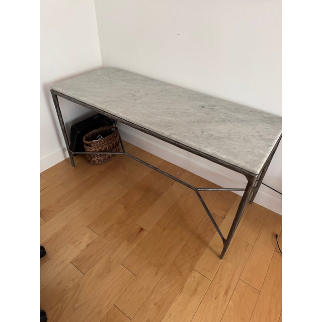 Modern Restoration Hardware Thaddeus White Marble Desk For Sale - Image 3 of 3
