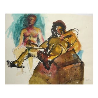 "Boyfriends" Modern Drawing on Paper by Martha Holden For Sale