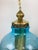 Vintage 1970s Aqua Blue & Brass Hollywood Regency Hanging Swag Lamp For Sale - Image 4 of 6