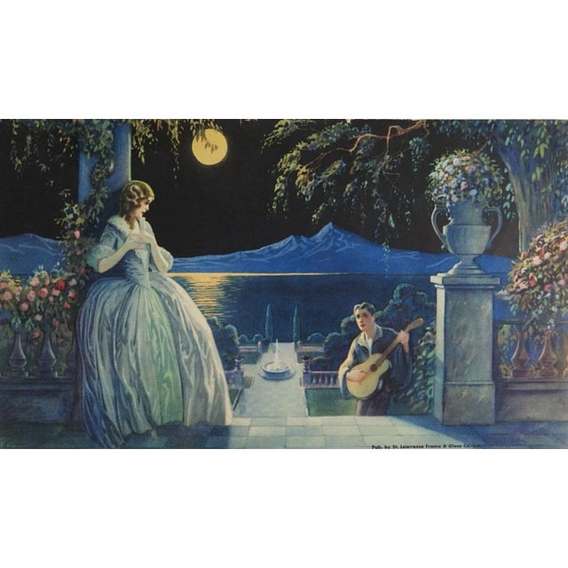 Vintage 1930s Romantic Couple Evening Moonlight Print For Sale - Image 4 of 4