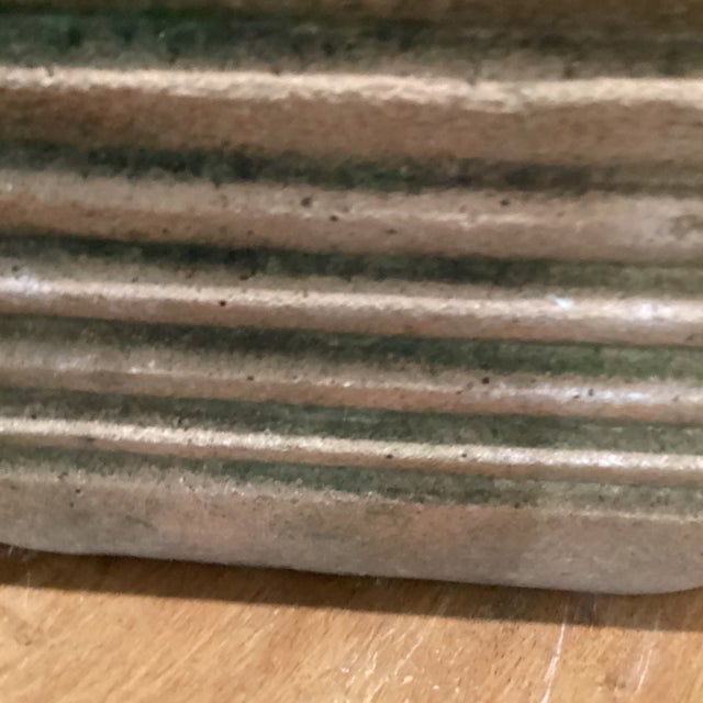 Vintage Large Rustic Oval Terracotta Wide - Ribbed Oval Planter With Natural Patina For Sale - Image 10 of 12