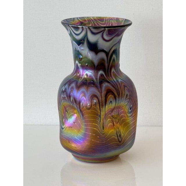 Contemporary Iridescent Blown Glass Vase by Johann Loetz Witwe For Sale - Image 3 of 12