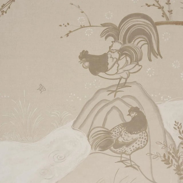 Schumacher SAMPLE - Schumacher X Colette Cosentino Birdsong 3 Panel Set In Ivory For Sale - Image 4 of 6