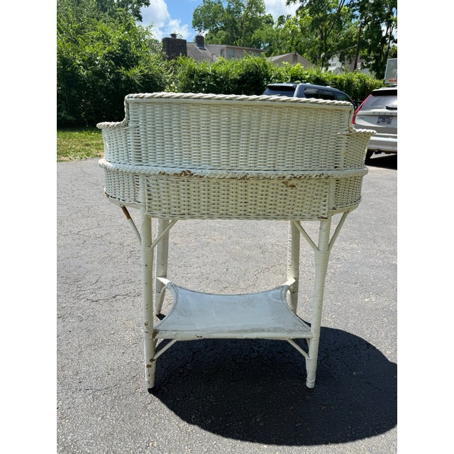 Antique White White Wicker Desk For Sale - Image 8 of 8