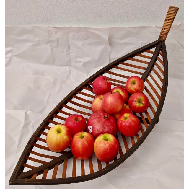 Oversized Rattan Leaf Fruit Basket or Wall Sculpture Chairish