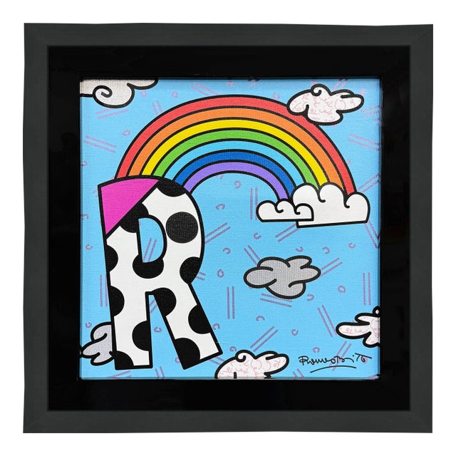 Romero Britto, the Letter "R" by Romero Britto, Hand Signed, Pop Art, Framed, 2018 For Sale