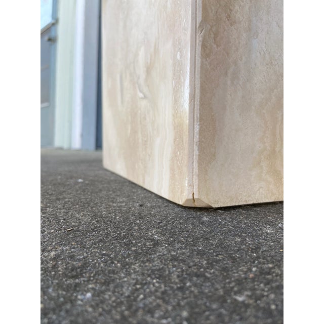 Italian Travertine Side Table with Square Rough Cut Edge For Sale - Image 12 of 13