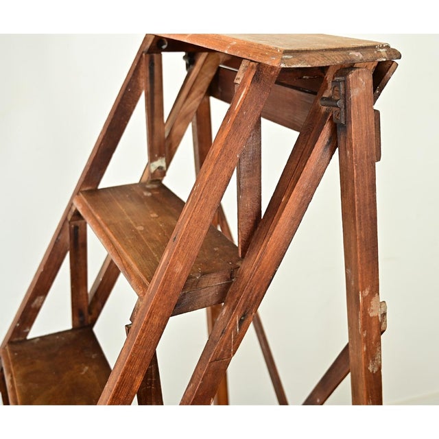 Brown French 20th Century Oak Library Stairs For Sale - Image 8 of 12