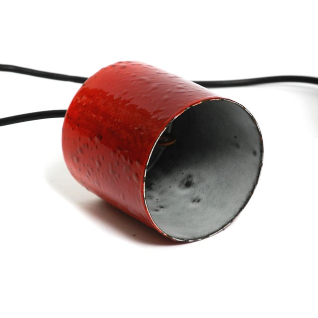 Small Mid-Century Modern Red and Black Enameled Pendant Lamp, 1960s For Sale - Image 10 of 18