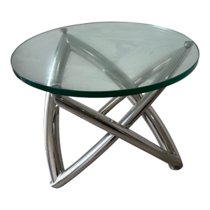 1980s Small Chrome and Glass Drinks Table Very Sculptural