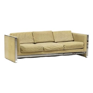 1970s Selig Chrome Base Sofa Attributed to Milo Baughman For Sale