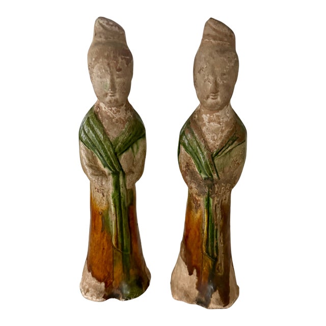 Two Chinese Tang Dynasty Sancai Glazed Figures For Sale