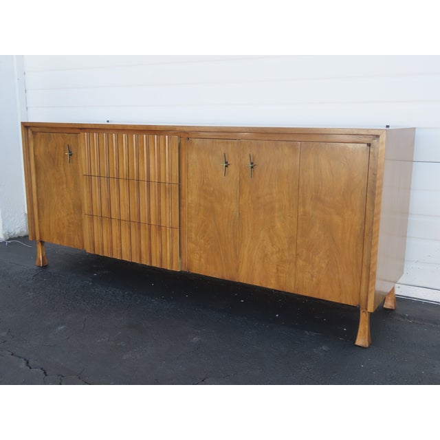 Mid 20th Century John Widdicomb Mid Century Two Part Sideboard Display Shelves Bookcase 6417 For Sale - Image 5 of 18