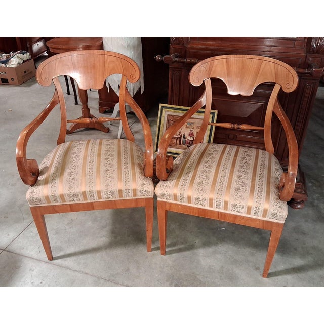 Biedermeier Armchairs in Light Wood, 1800s, Set of 2 For Sale - Image 6 of 8