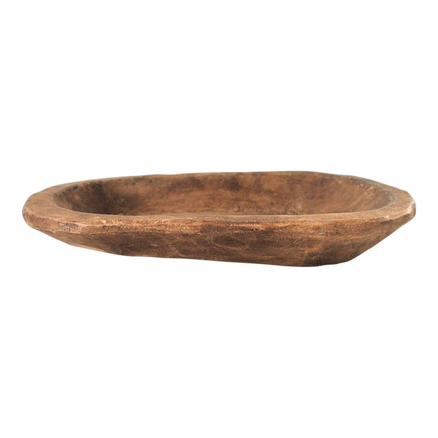 Antique Rustic Hand Carved Wood Dough Bowl For Sale