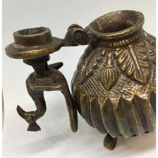Metal Antique Solid Bronze Tibet Bird Cover Wine Pot For Sale - Image 7 of 11