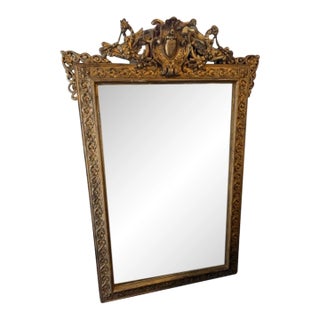 Large Antique French Antique Gilt Wall Mirror For Sale