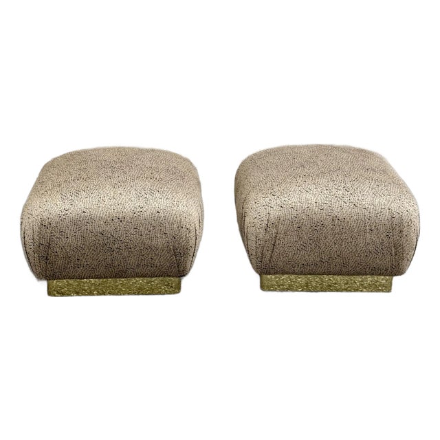 Late 20th Century Pair of Hollywood Regency Poufs or Ottomans in Style of Karl Springer For Sale