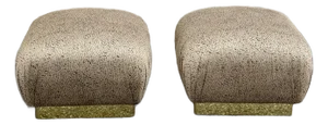 Late 20th Century Pair of Hollywood Regency Poufs or Ottomans in Style of Karl Springer