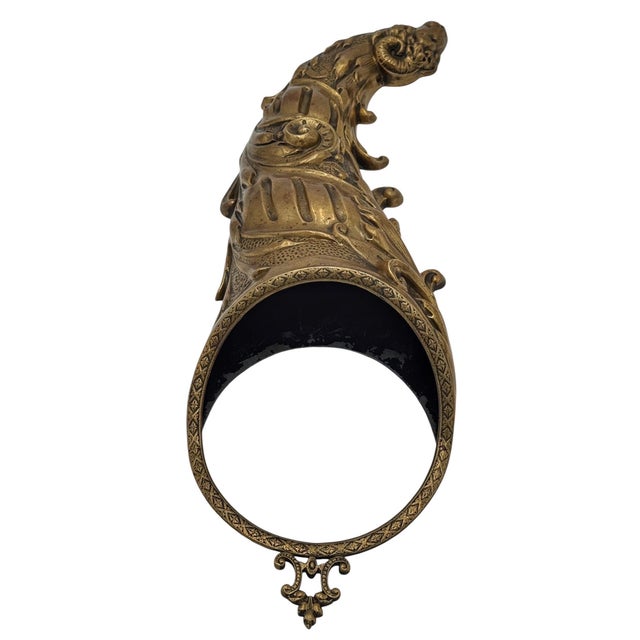 Late 18th Century English Georgian Neoclassical Hand-Chased Brass Cornucopia Wall Pocket For Sale - Image 5 of 11