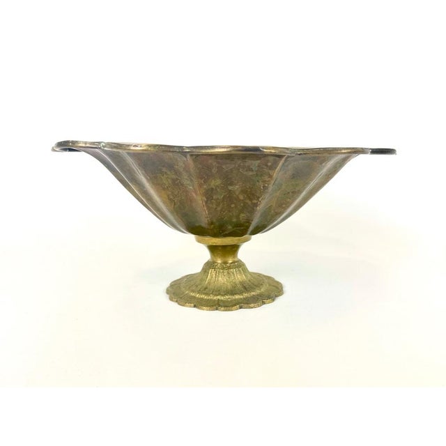 Mid-Century Modern Vintage Brass Fruit Pedestal Bowl, 1960s For Sale - Image 3 of 14