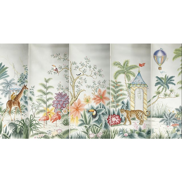 Not Yet Made - Made To Order Hand‑Painted Whimsical Tropical Safari Chinoiserie Wall Mural For Sale - Image 5 of 7