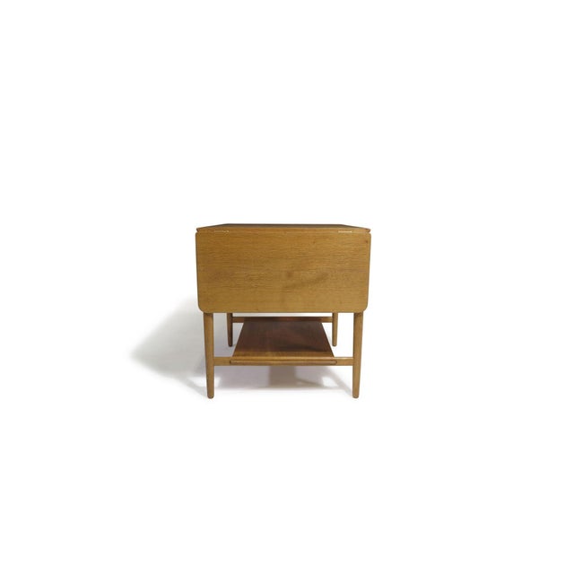 Mid 20th Century Mid 20th Century Hans J. Wegner at-33 Sewing Drop-Leaf Side Table in White Oak, Beautifully Restored For Sale - Image 5 of 11