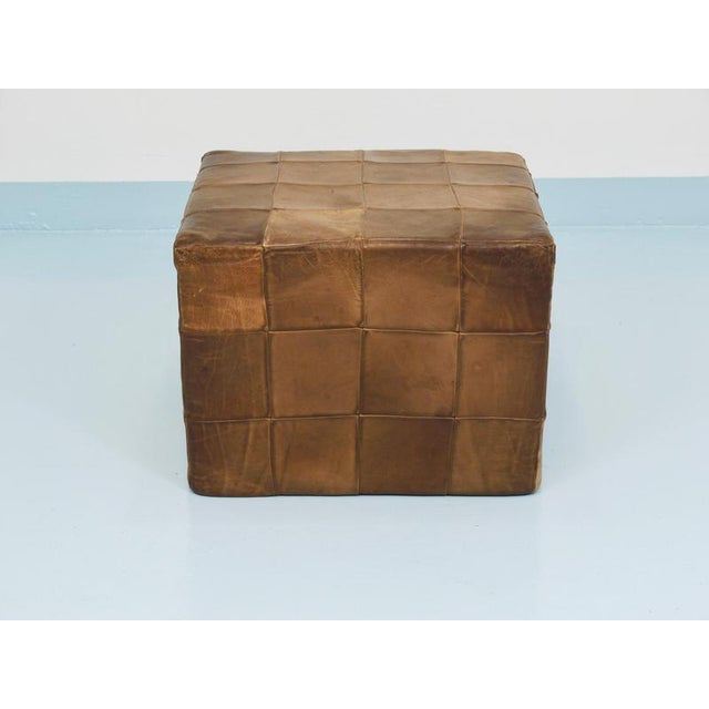 Patchwork Leather Cube Ottoman from de Sede, Switzerland, 1970s For Sale - Image 9 of 18