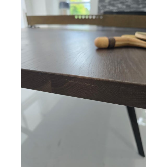 District Eight Artisanal Ping Pong Table, Smoked Oak With Cast Iron Base For Sale - Image 9 of 10