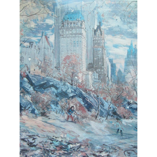 1970s Kamil Kubik Fall in Central Park Impressionist Signed Lithograph For Sale - Image 9 of 13