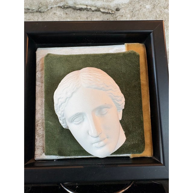 Contemporary Vintage Grand Tour Replica Wall Greek or Roman Goddess Plaster Sculpture Face, Framed For Sale - Image 3 of 4