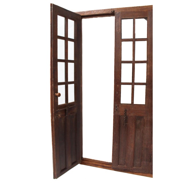 16 Pane Wood Door With Wooden Knob For Sale - Image 9 of 10