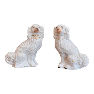 Pair of Mid 19th C English Staffordshire Spaniels For Sale