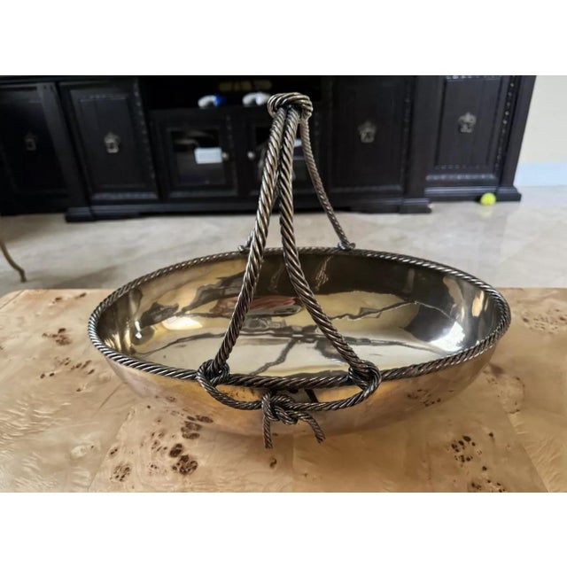 1930s 1930s Egidio Broggi Corded Large Silverplate Basket For Sale - Image 5 of 5