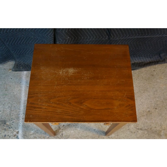 Antique Early American Sheraton Style Oak Farmhouse Side Work Table W/ Drawer For Sale - Image 6 of 15