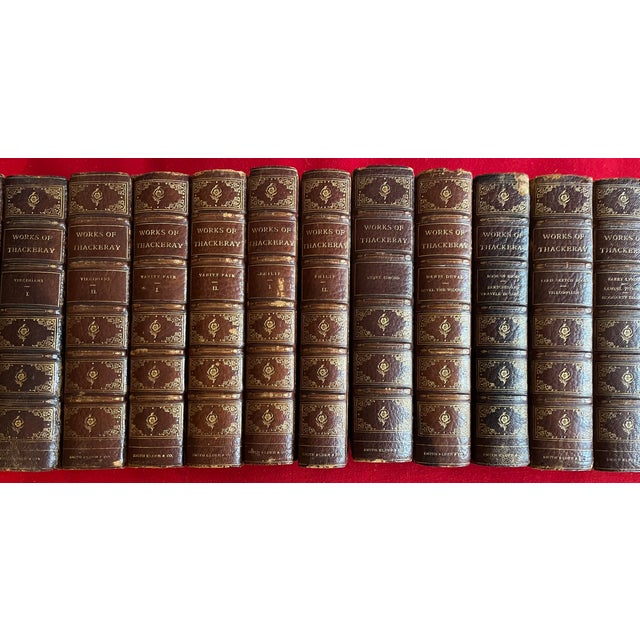Brown Fine Leather Bindings - The Works of William Makepeace Thackeray - Books From 1869 - 18 Volumes For Sale - Image 8 of 14