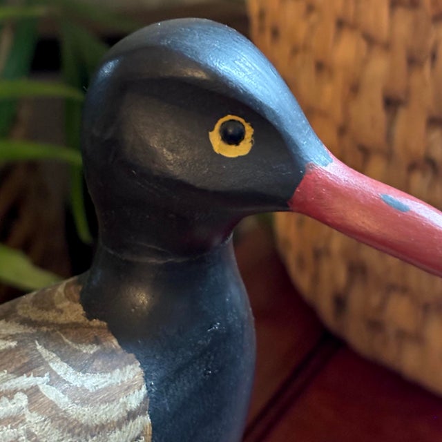 1980's American Oystercatcher Shore Bird Wood Carving Statue Figurine For Sale - Image 11 of 12