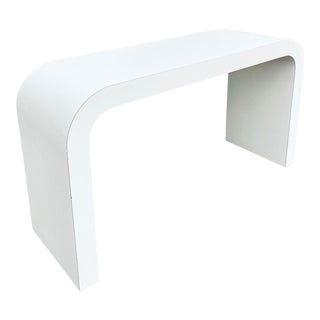 1980s Vintage Post Modern Off White Waterfall Console Table For Sale