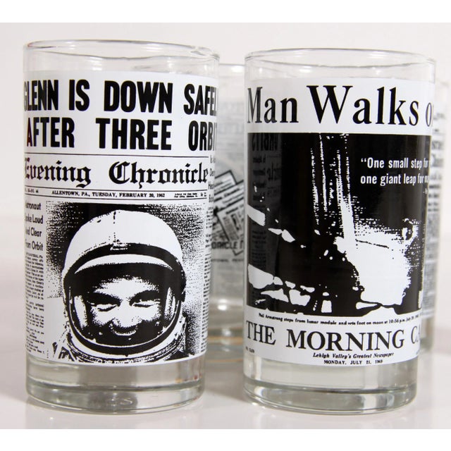 Vintage 1930's - 1960's Newspaper Cover Tumblers Cocktail Glasses - Set of 8 For Sale In Providence - Image 6 of 9