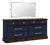 Restored 1960s American Solid Wood Dresser With Frameless Beveled Mirror | Midnight Blue & Old Chapel Satin Walnut™ For Sale