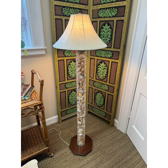 Vintage Lucite Floor Lamp With Natural Seashells | Chairish
