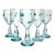Mexican Aqua Blue Confetti Raised Pebble Mexican Blown Wine or Water Glasses - 5 pcs For Sale