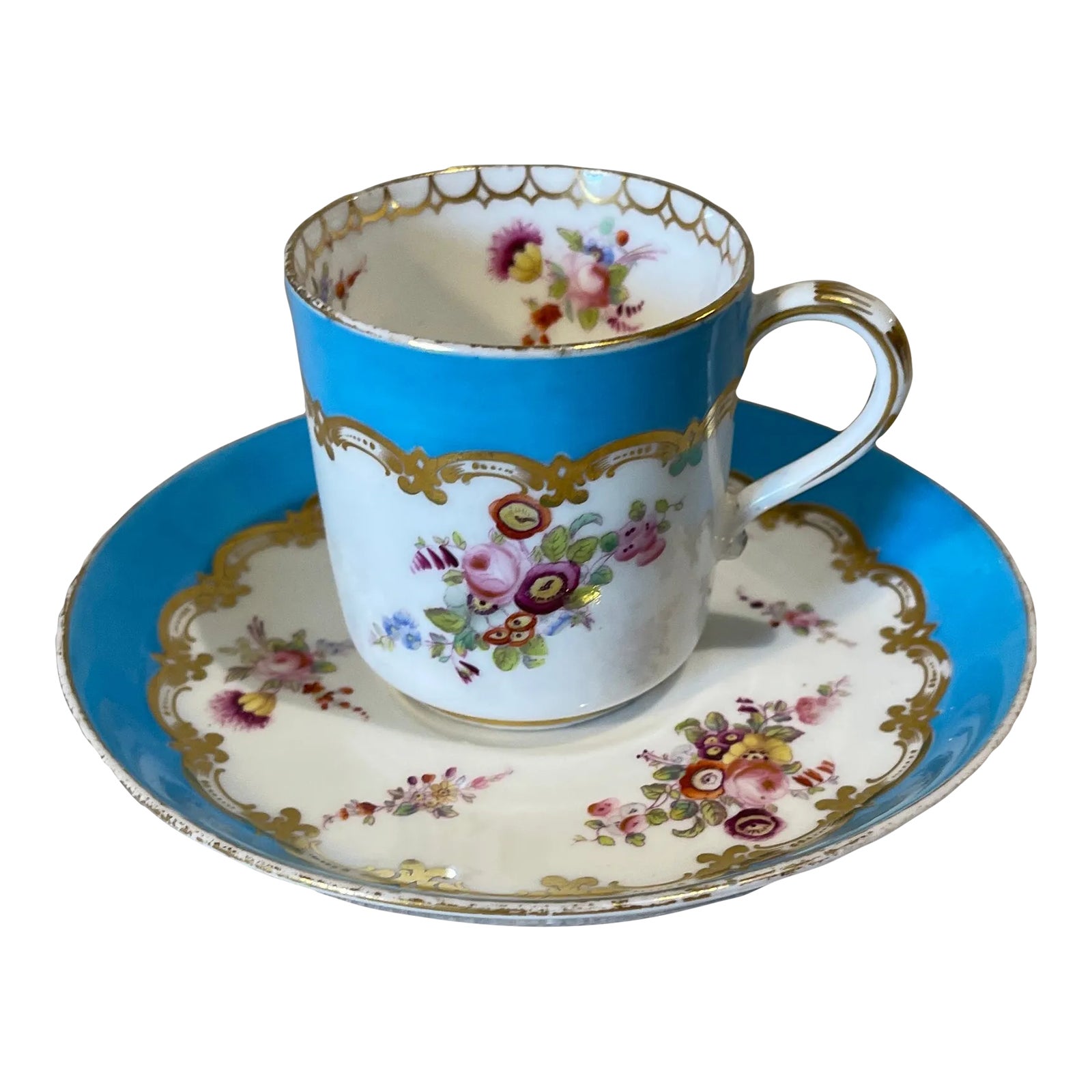 Mid 19th Century Antique Coalport Cup & Saucer | Chairish