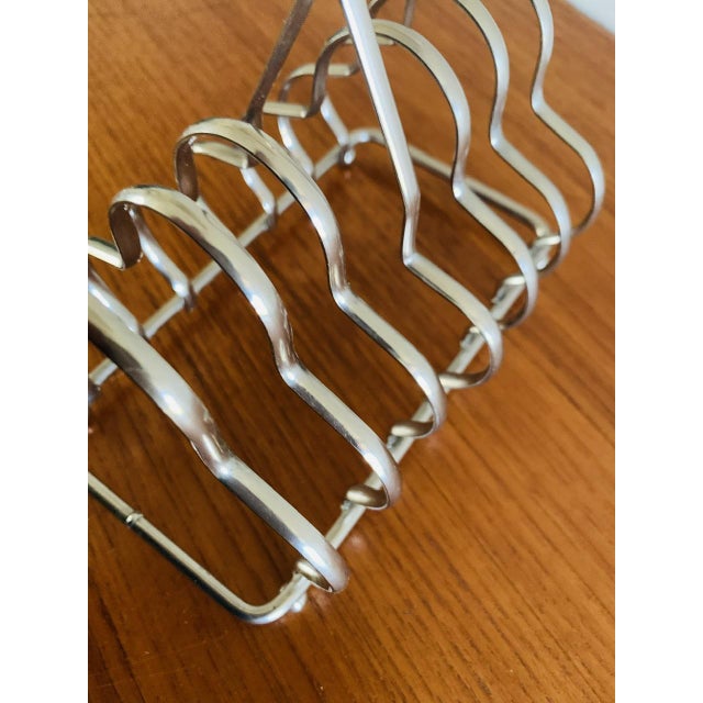 Metal Art Deco Silver-Plated 6-Slice Toast Rack, 1930s For Sale - Image 7 of 15