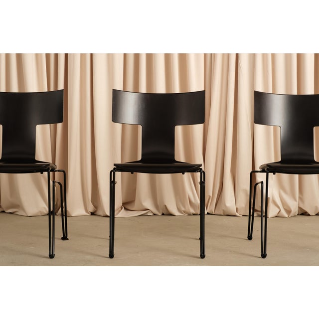 Vintage Ebonized Anziano Chair Attributed to John Hutton for Donghia, Set of 6 For Sale - Image 9 of 13