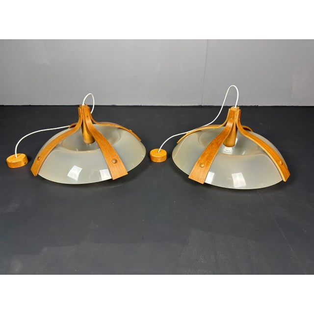 Mid-Century Space Age Layered Walnut Model 328 Pendants from Temde, 1960s, Set of 2 For Sale - Image 15 of 18