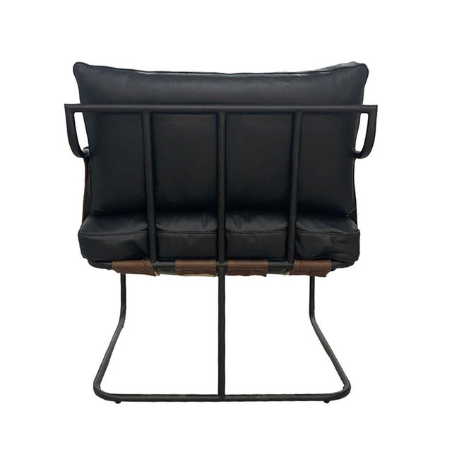 Metal Leather Strap Easy Chair For Sale - Image 7 of 9
